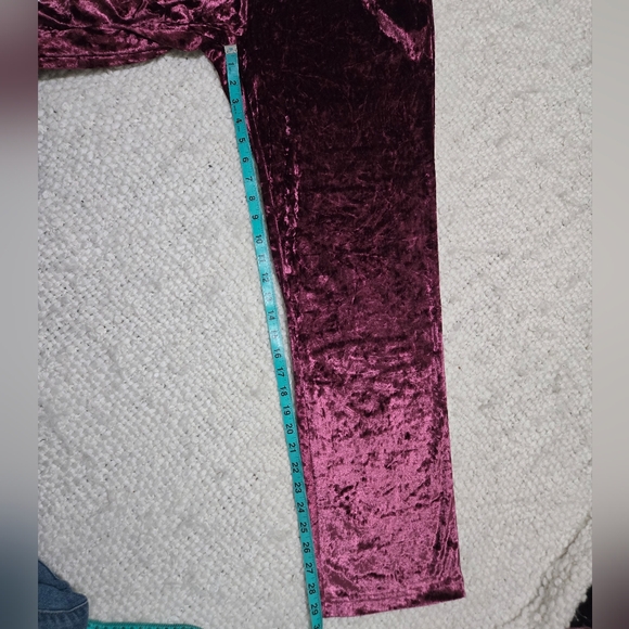 Rachel Zoe Crushed Velvet Lounge Pajama Pants Magenta Plum Medium - Picture 10 of 14